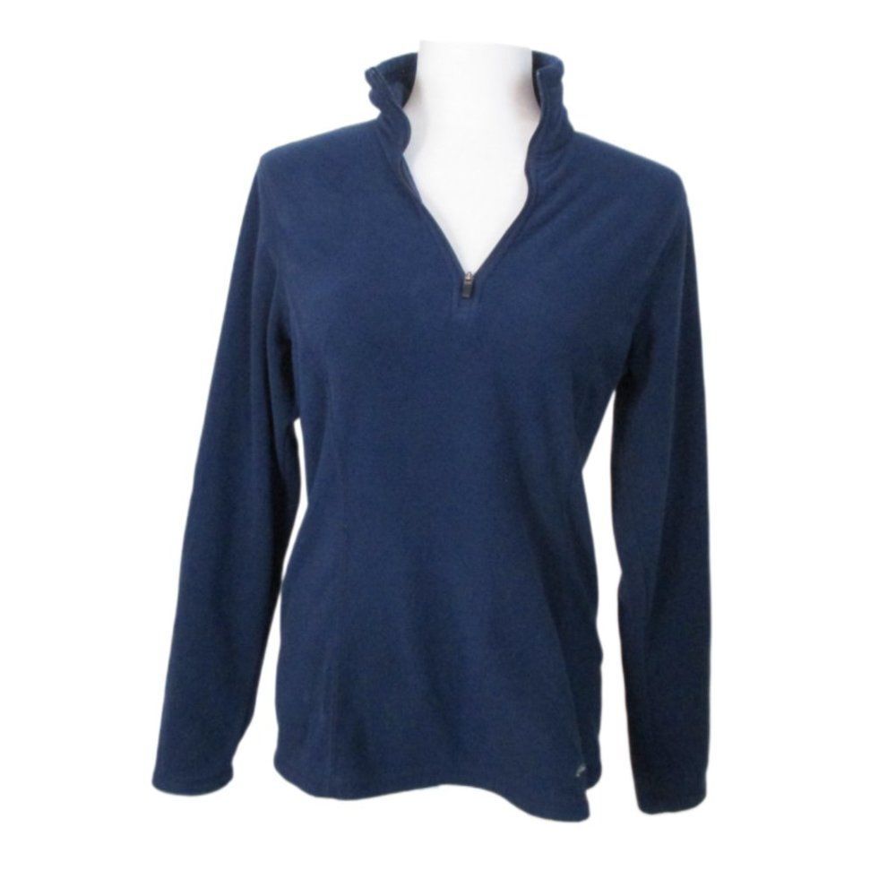 Eddie Bauer 1/4 Zip Blue Fleece Pullover Long Sleeve Top Size S
